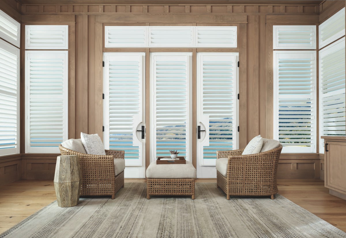 French Door Window Treatments with Style and Flair near Anaheim, California (CA) including Palm Beach™ Shutters