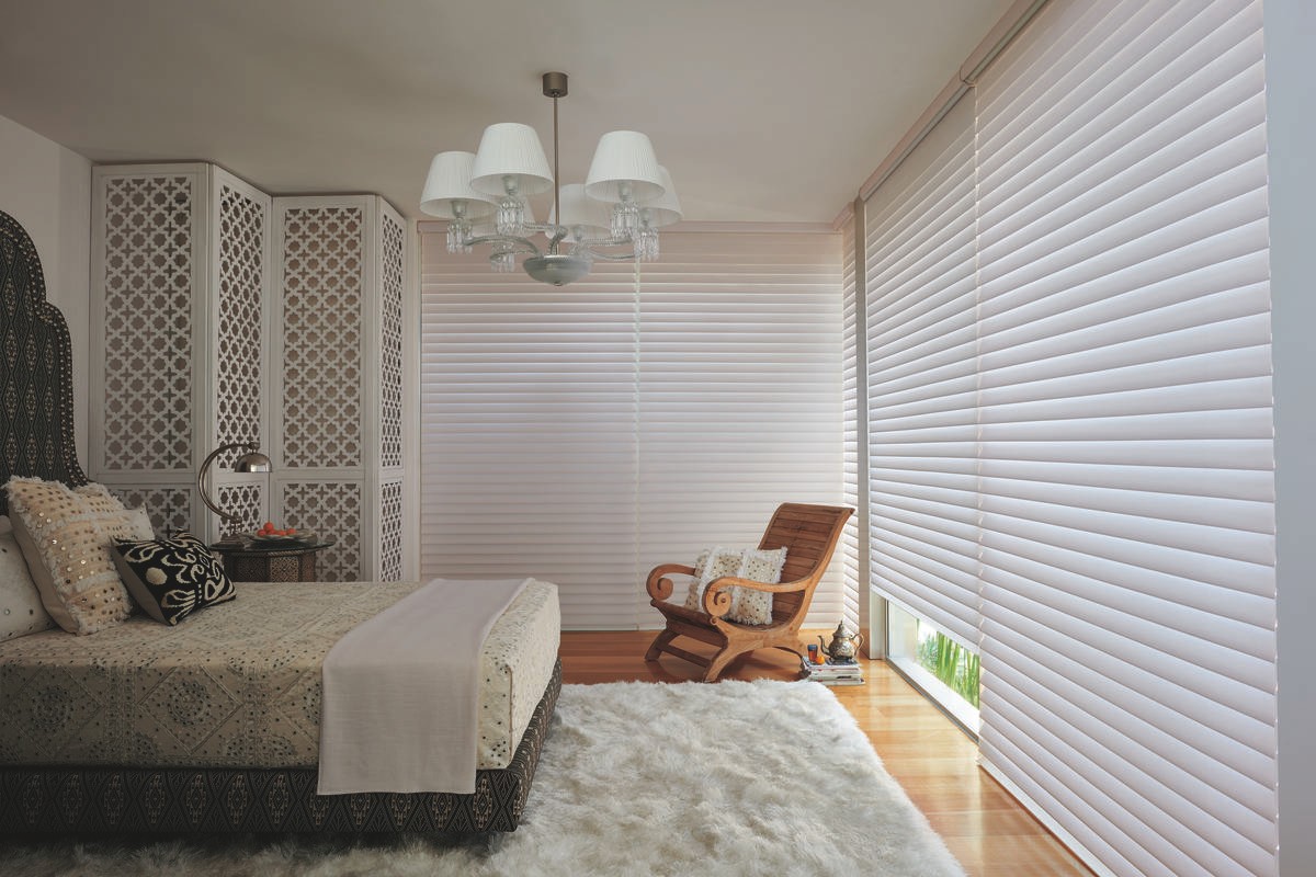 Transform your Bedroom with Motorized Shades, Silhouette® Window Shadings, Featuring Blackout Shades near Anaheim, California (CA)