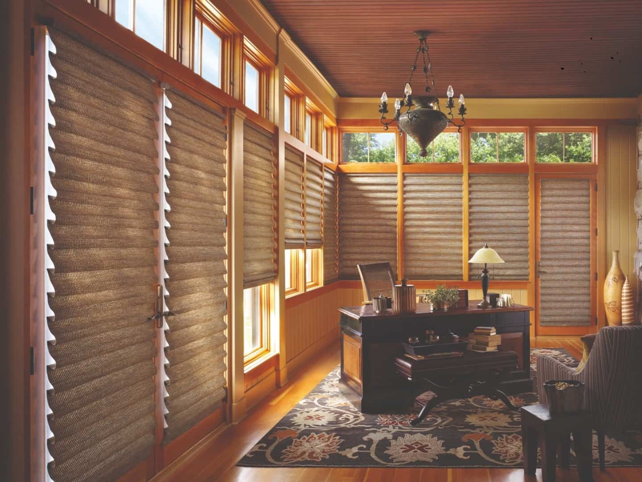 Using shades in your home near Anaheim, California (CA) like Vignette® roman shades from Hunter Douglas.