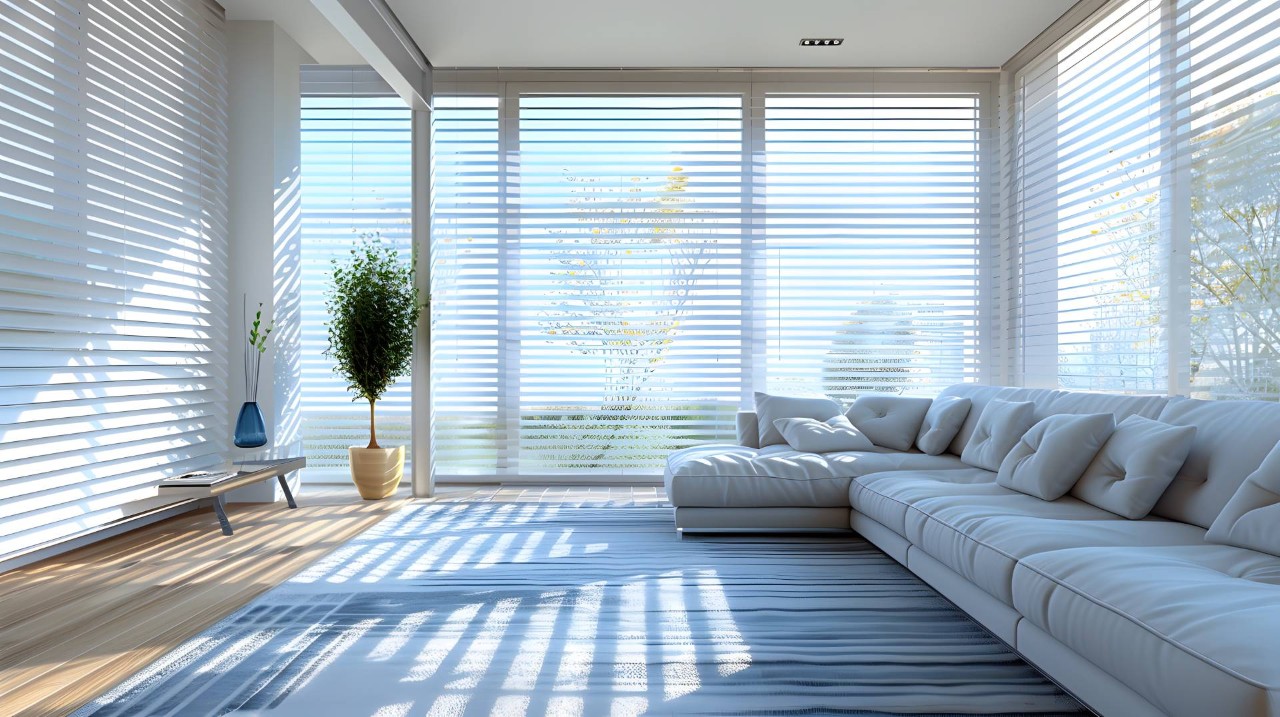  Hunter Douglas zebra shades in a home near Anaheim, CA.