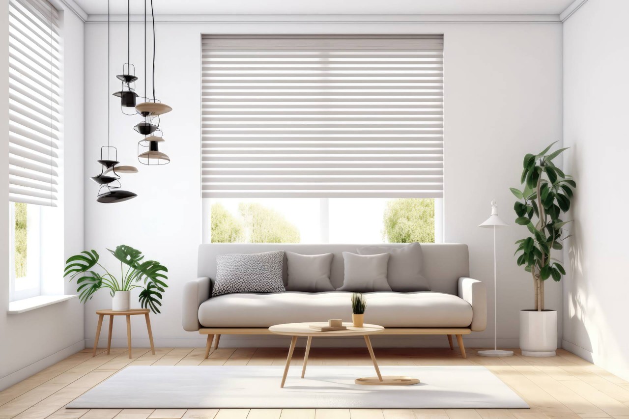 Modern shades in a contemporary living room near Anaheim, CA