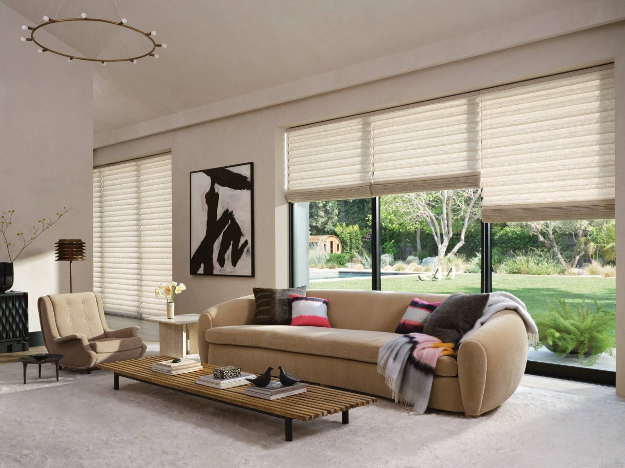 Hunter Douglas Vignette® Roman Shades in a living room near Anaheim, CA