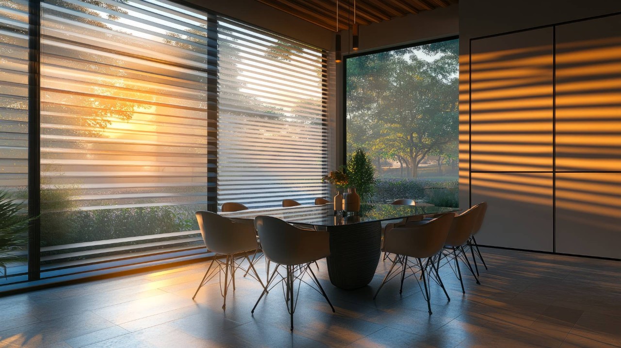 Dining room window treatments in a home near Anaheim, CA