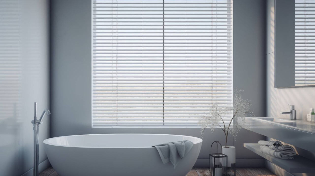 Window blinds in a bathroom near Anaheim, CA